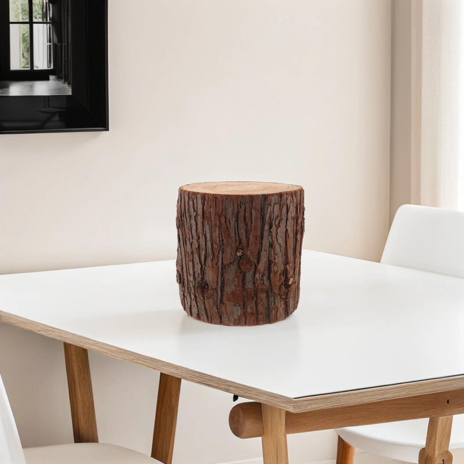 

Wood Stump End Table Solid Wood Rustic Tree Stump Coffee Table Natural Pedestal Stand Decorative Display Base Home Decor Stool