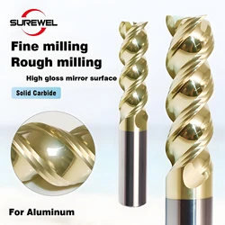 3 Flutes End mill Cutter Tools ZrN coating Solid carbide 3mm to 20mm CNC High Hardness Trochoidal Machining Feed for Aluminum