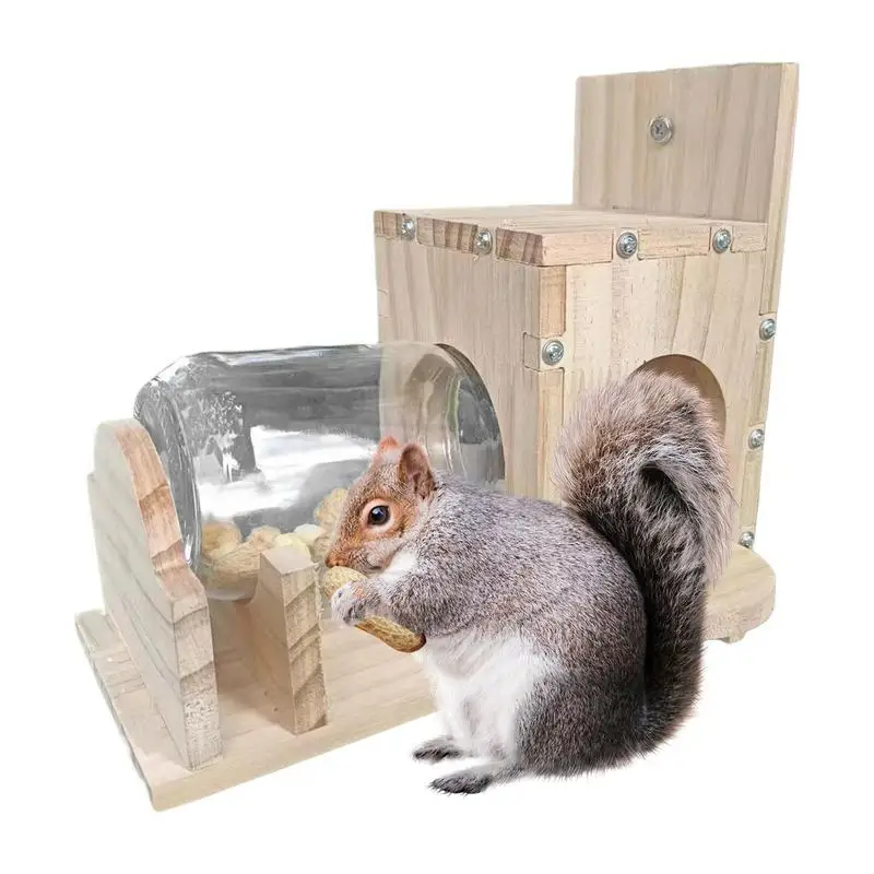 Wood Squirrel Feeders Squirrel Feeder Outdoor Backyard Fun Squirrel Food Feeder Box Sturdy For Backyard Tree Lovers