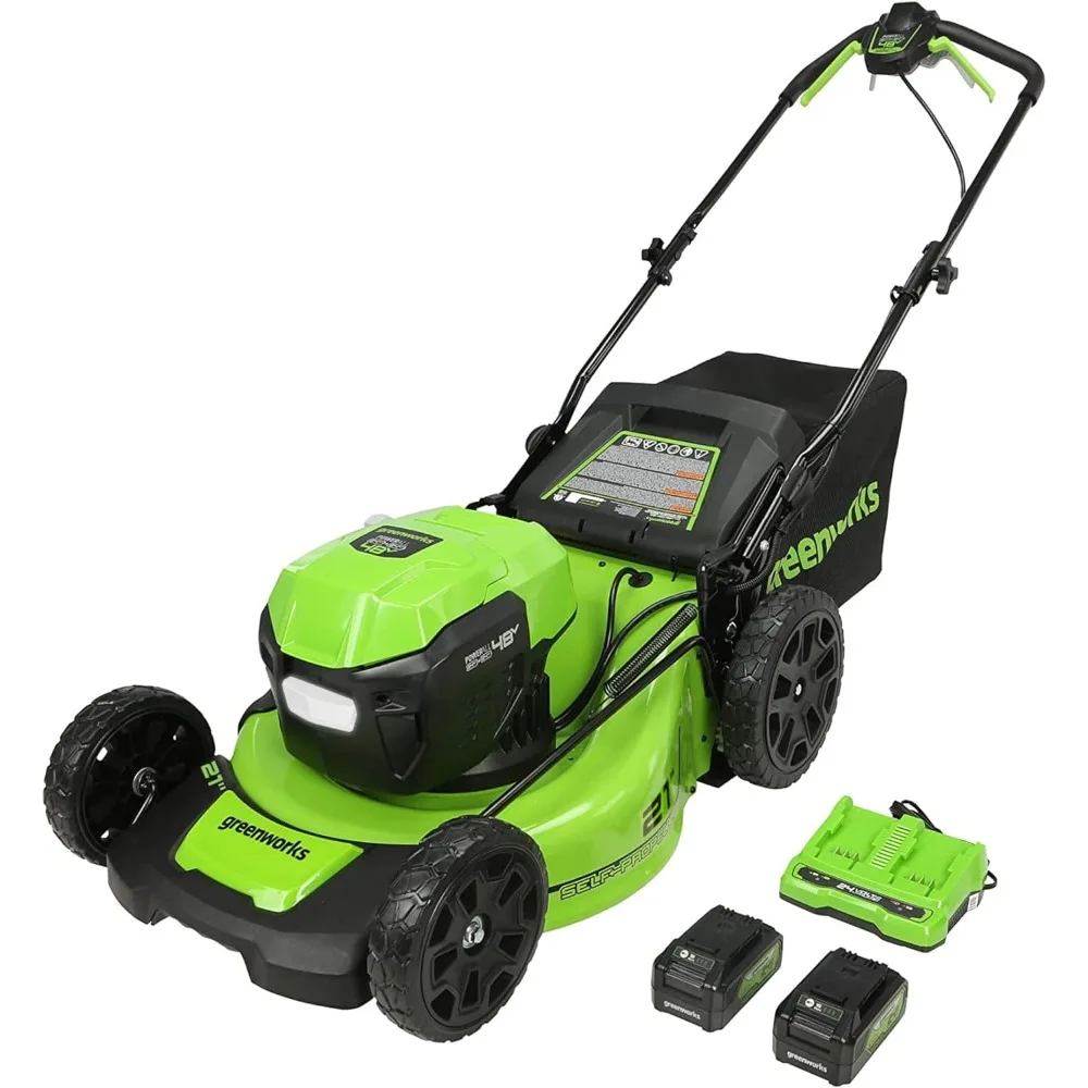 

48V (2 x 24V) 21" Brushless Cordless (Self-Propelled) Lawn Mower (LED Headlight), (2) 5.0Ah Batteries