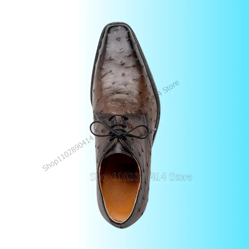 Braun Farbverlauf Strauß Druck Karree Männer Schuhe Fashion Lace Up Männliche Schuhe Luxus Handgemachte Party Bankett Männer Kleid Schuhe