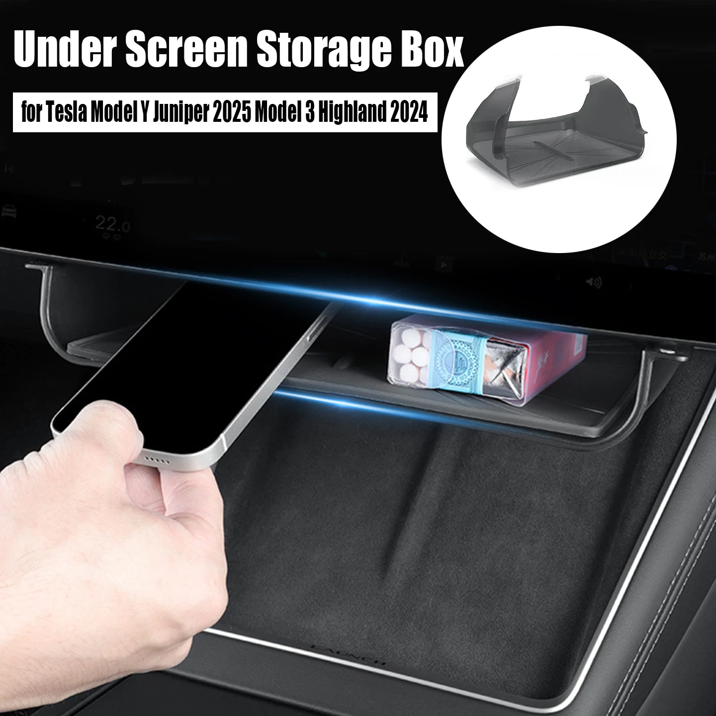 

Органайзер-лоток для хранения под экраном для Tesla Model Y Juniper 2025 и Model 3 Highland 2024, аксессуар для центральной консоли