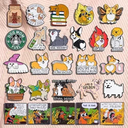 Cartoon Dog Series Enamel Pins Cute Anime Dachshund Sausage Dog Pet Animal Brooches Lapel Badge Jewelry Gifts For Kids Friends
