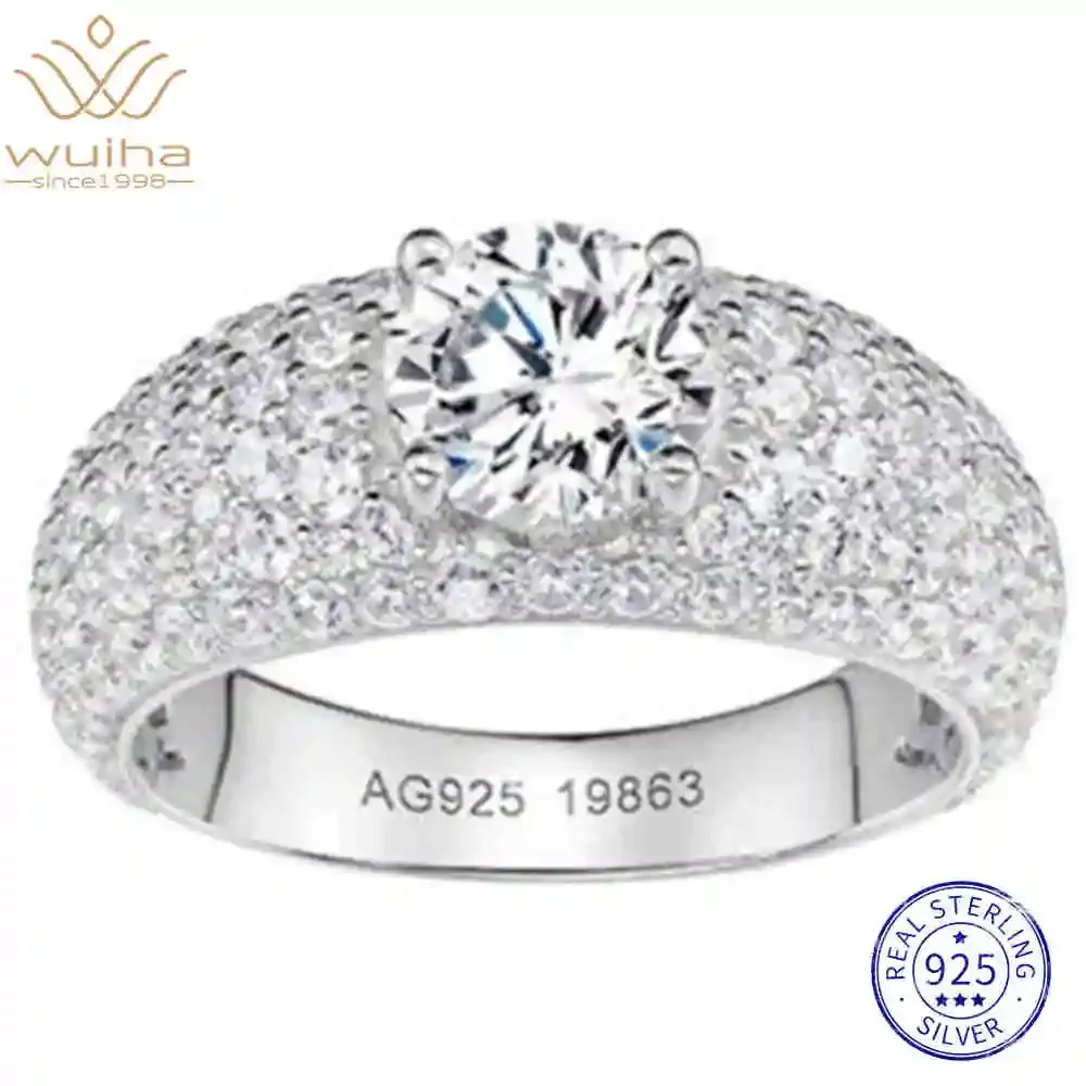 WUIHA 100% 925 Sterling Silver Lab Sapphire High Carbon Diamonds Gemstone Wedding Band Engagement Rings Fine Jewelry Wholesale