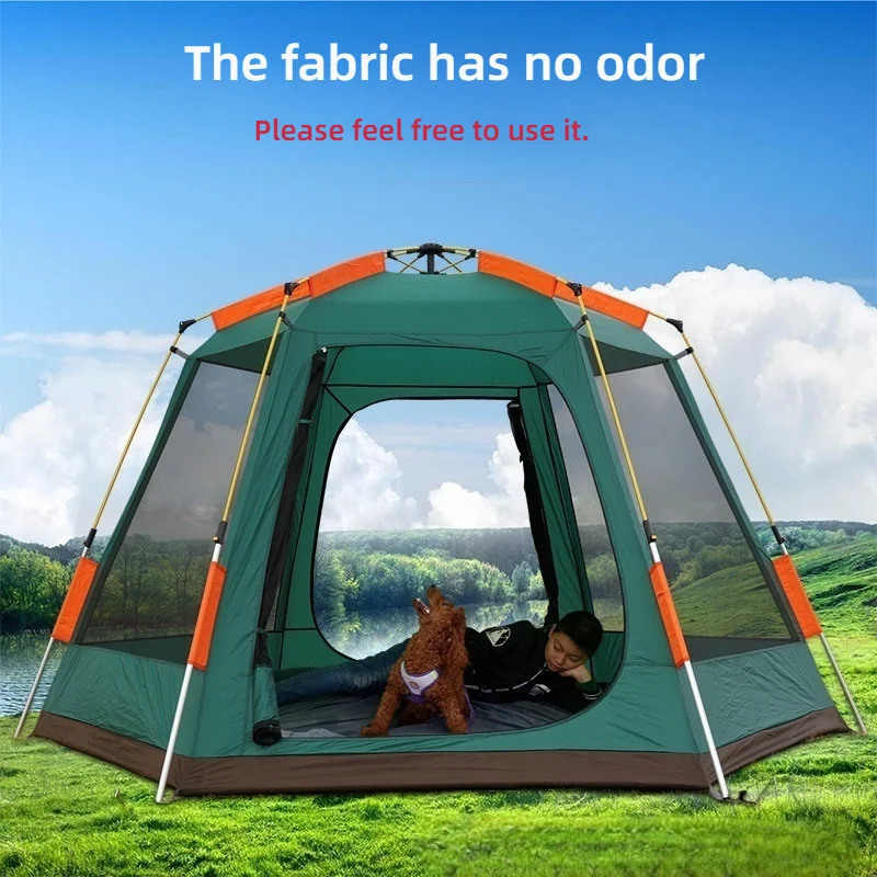 خيمة تخييم أوتوماتيكية محمولة 3-4-5 - 6-8 أشخاص، تخييم عائلي مزدوج مقاوم للمطر #1
