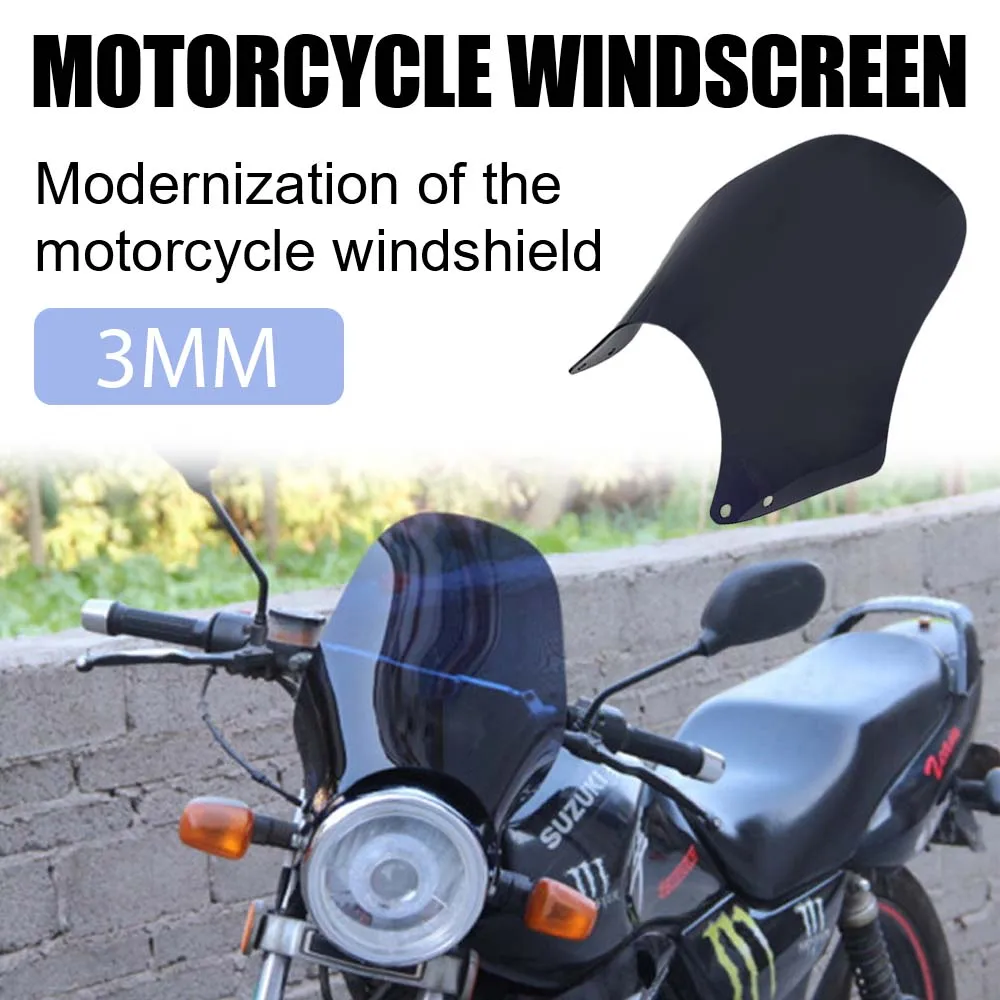 3MM Motorrad-Windschutzscheibe mit Montagezubehör Windschutzscheiben-Deflektor Universal Runde Scheinwerfer Motorräder