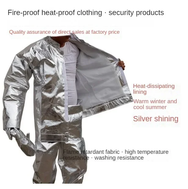 High Quality 1000 Degree Thermal Radiation Heat Resistant Aluminized Suit Fireproof Clothes firefighter uniform