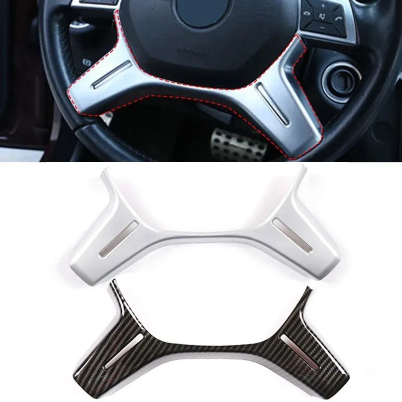 Car Steering Wheel Chrome Carbon fiber Upper Cover Lower Trim Fit For Mercedes Benz C E M ML GL GLS G Class W204 W212 W166 W463