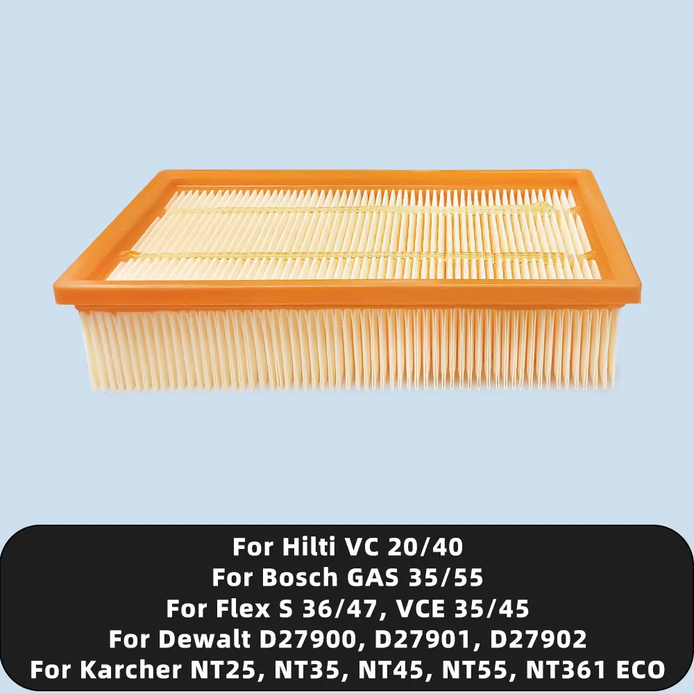 Filter Compatible For Karcher NT25, NT35, NT361 ECO, Bosch GAS 35/55, Flex S 36/47, VCE 35/45, Dewalt D27900, Hilti VC 20/40