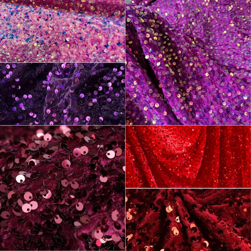 

Colorful Sequin Velvet Fabric Cosplay Costumes, Festival Events, Backdrop Decoration, Ballroom Dress Dance Wear Shimmery Materia