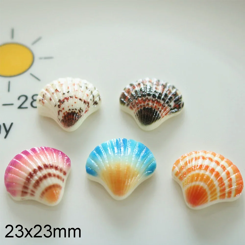 10PCS Shiny Colored Seashells Series Resin Flatback Cabochons For Hairpin Scrapbooking DIY Jewelry Craft Decoration Accessories