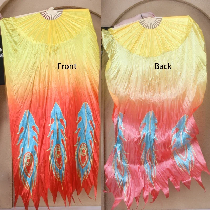 1 قطعة اليد اليمنى النار مروحة الحجاب الرقص الشرقي ملحق النساء عرض مسرحي الدعائم مروحة طويلة الحجاب مع قطع قوي الخيزران الضلع فينيكس طباعة #6