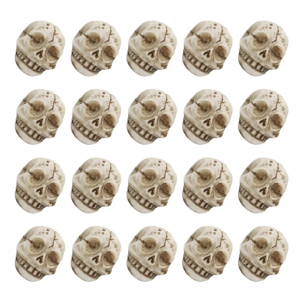 

20Pcs Outdoor Skull Decorations Halloween Resin Skull Head Garden Lawn Aquarium Ornament Weather Resistant Versatile Lightweight