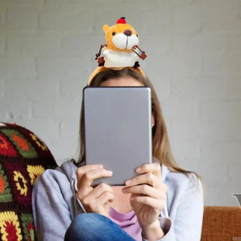 M6CD Performances Cartoon Squirrel Headbands Carnivals Party Plush Headpiece Movie Enthusiasts Cosplay Animes Tools