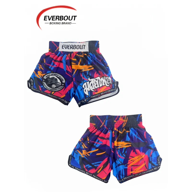 EVENBOUT High Stretch Polyester - 1pc Loose Fit Boxing Shorts with Geometric Pattern - Heat Transfer Printing for Martial Arts