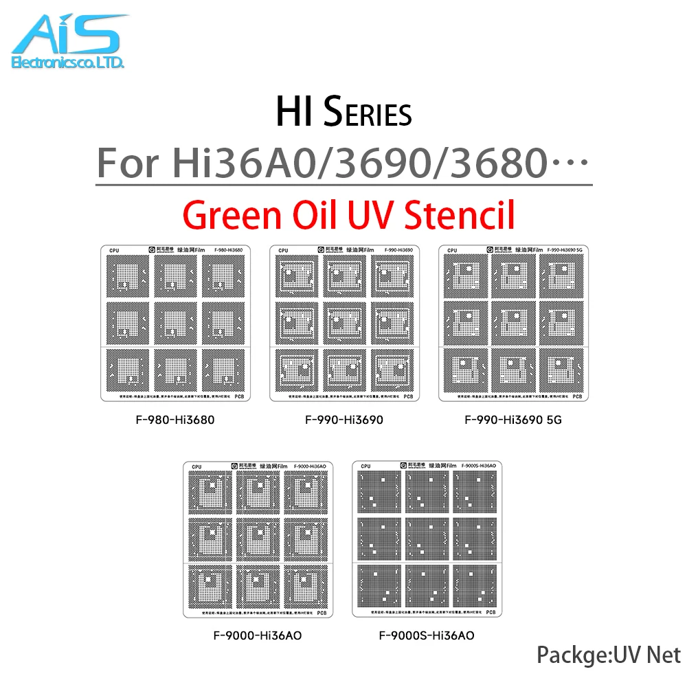 Amaoe Oil Net UV Solder Mask Ink Kit For Huawei HI36A0 HI3690 4G 5G HI3680 Kirin 980 990 9000 9000s Mainboard CPU BGA IC Stencil