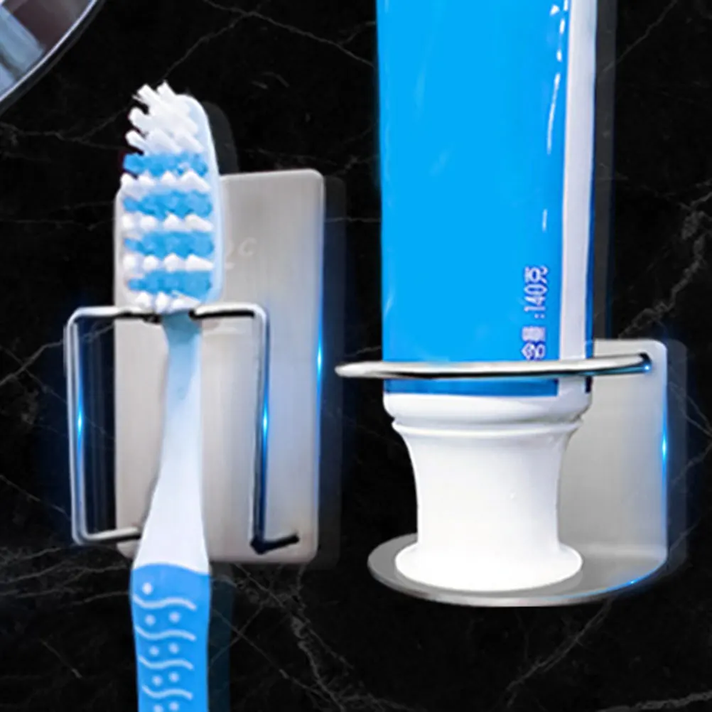 

Multifunctional Toothbrush Holder Wall Mounted Stainless Steel Rack for Toothpaste Cup ganizer Dry Clean Space Saving