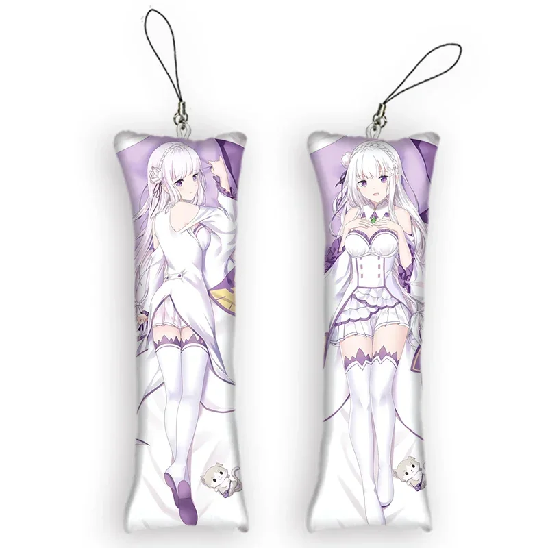 

Fashion4x12cm Emilia Mini Dakimakura Keychain Cute Anime Key Chain Small Pillow Decor Pendant Otaku Gift Backpack Pendants