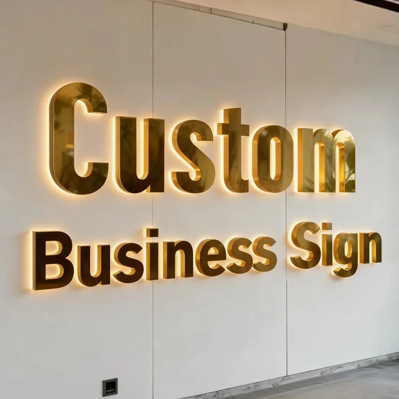 

Custom 3D Letter Business Large Illuminated Sign Metal Backlit Signage LED for Store Company Signage Metal Neon LED Sign Outdoor