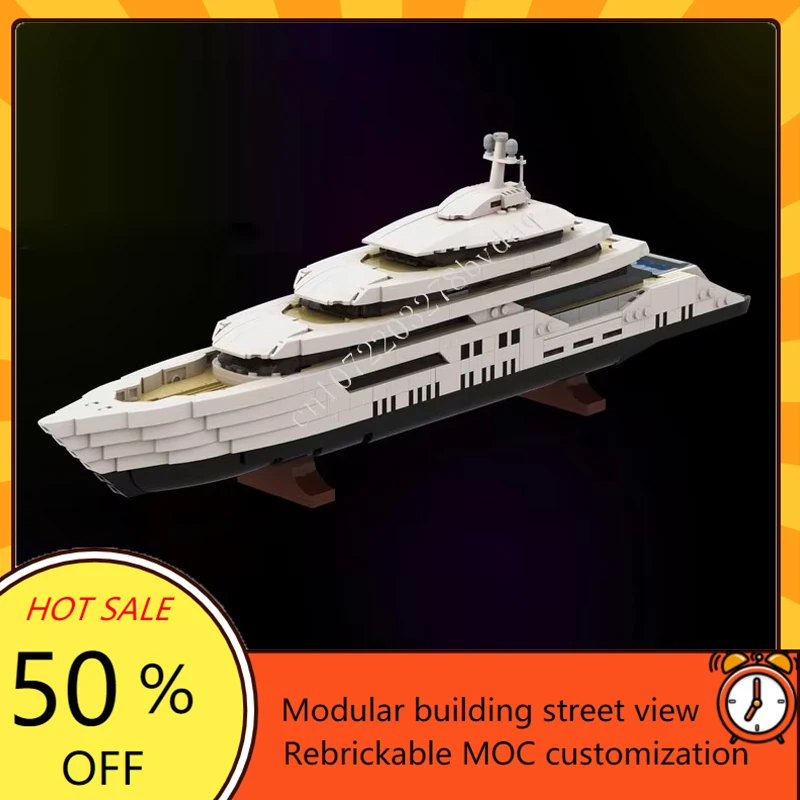 1651PCS MOC WHITE Luxury Yacht Building Block Warship Model Technical Brick Set DIY Assembly Creative Kids Puzzle Toy Xma Gift