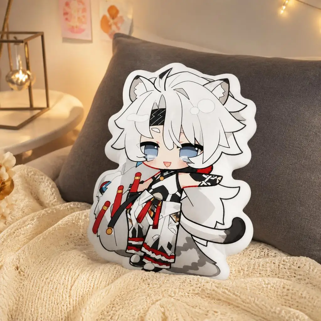 Wuthering Waves Sanhua Chibi Anime Catgirl Gamer Plush Pillow Cushion Irregular Stuffed Throw Pillow Home Decor Gift Sofa Bed