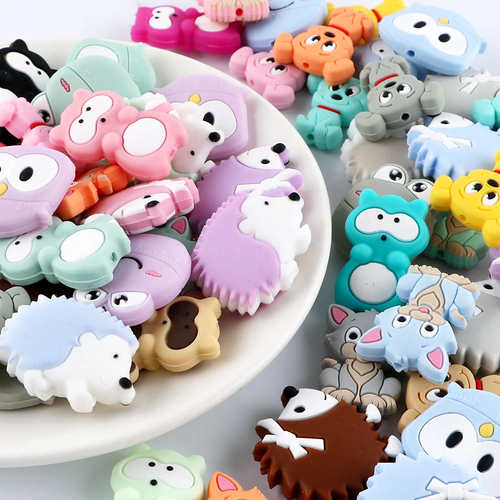 

Kovict 10pcs Silicone Animal raccoon/Puppy/Owl/Hedgehog Beads For Jewelry Making DIY Earrings Bracelet Personalized Accessories