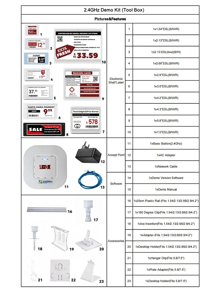 بطاقة السعر الإلكترونية Wifi 2.4Ghz Esl Demo Kit System ملصقات الرف الإلكترونية للسوبر ماركت