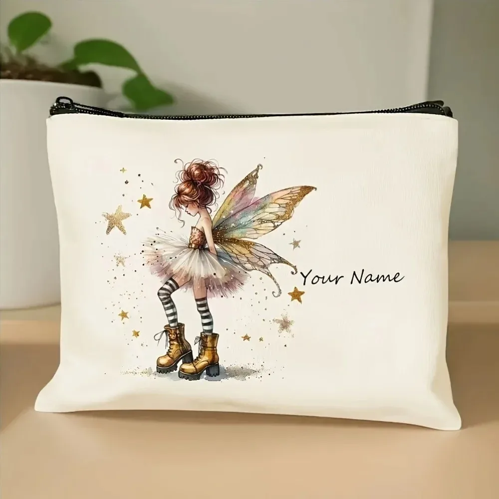 Personalisierte Vintage Kosmetiktasche mit süßem Mädchenmuster, Schminktasche, Federmäppchen, Geschenk für die Feiertage – Detail 7