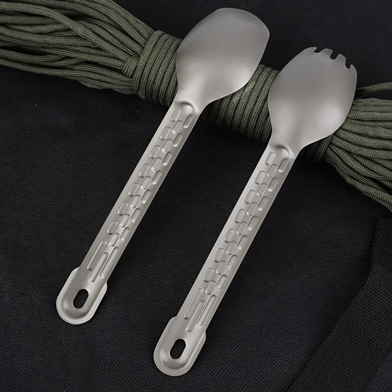 Ultra Light And Portable Pure Titanium All-In-One And Dual-Purpose Fork And Spoon Tableware,Outdoor Travel, Camping, Hiking,A490