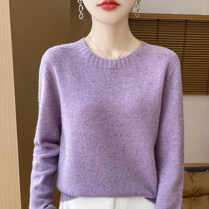 Autumn/Winter new women's sweater 100% Merino wool round neck jumper Fashion pure color sand warm base knit shirt