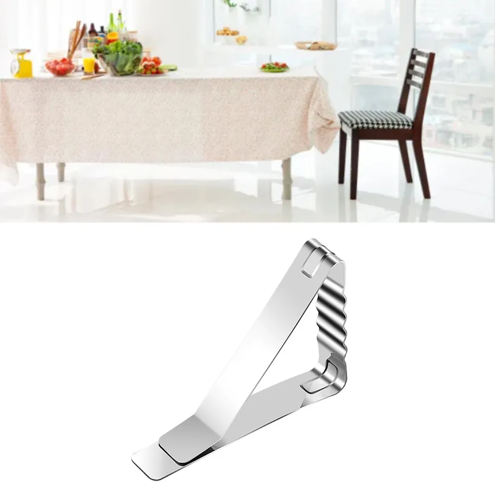 6Pcs Stainless Steel Tablecloth Clips Triangle High Elastic Table Top Fixing Clips Large Caliber Tablecloth Fixing Clips