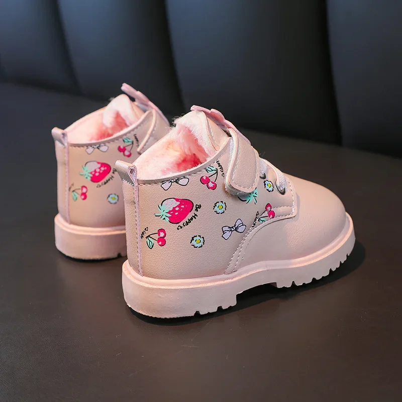 Zapatos Niñakid Snowlaars Winter Laars Meisje Prinses Schoenen Zachte Zolen Wandelschoen Baby Enkellaarzen Mode Leren Laars Kid Schoen