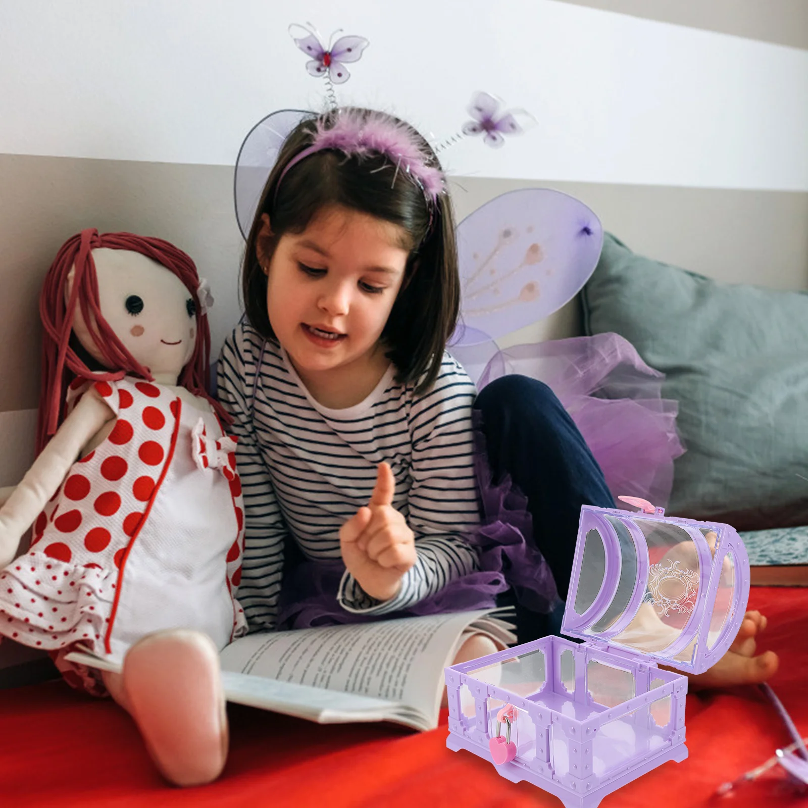 

1 set Treasure Chest Box With Lock Diamond Storage Case Large Capacity Crystal Organizer For Jewelry Display Gift Box