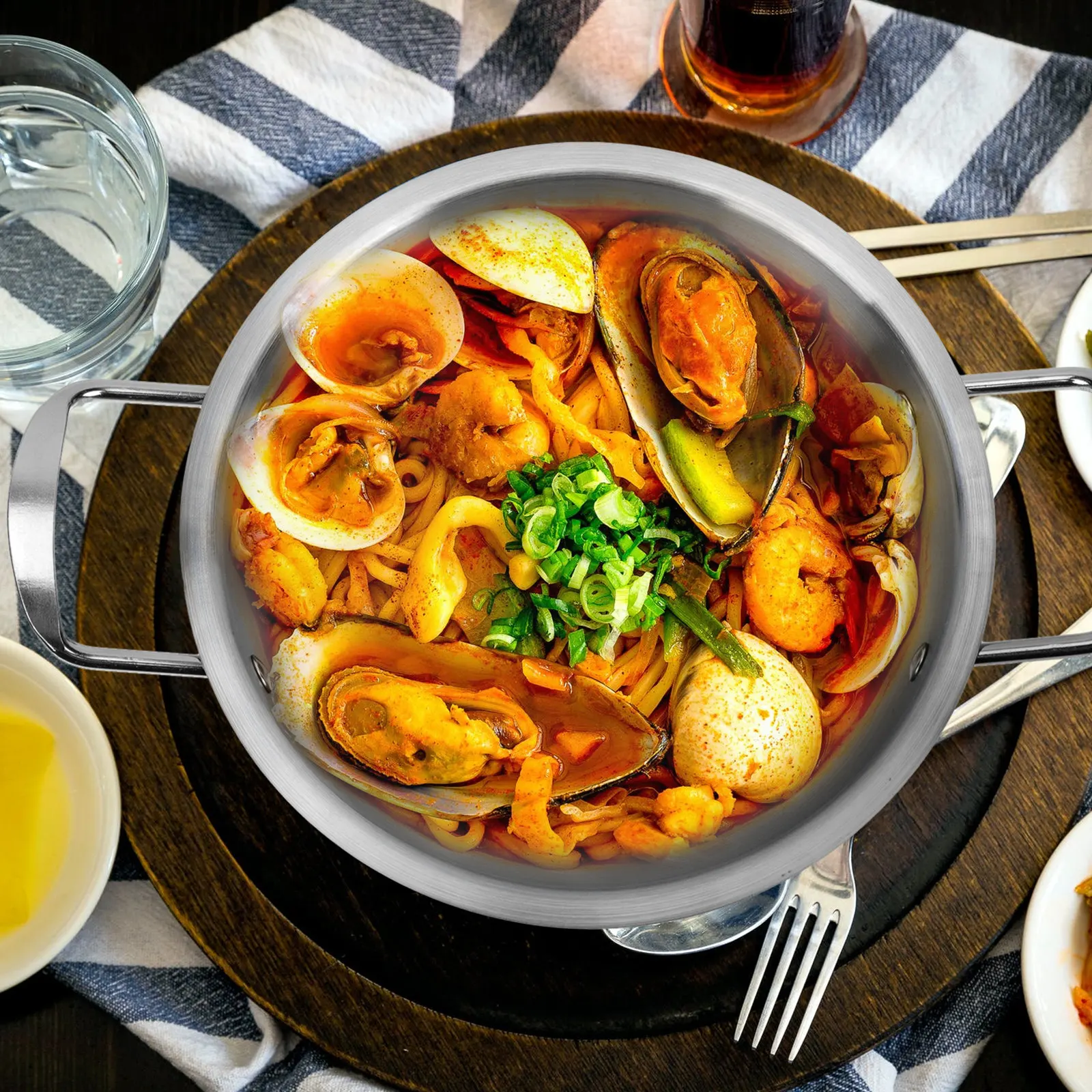 Juego de 1 olla de ramen de acero inoxidable con doble asa y tapa para cocinar ramen coreano, fideos instantáneos, sopa, guisos, calentar leche, tamaño pequeño