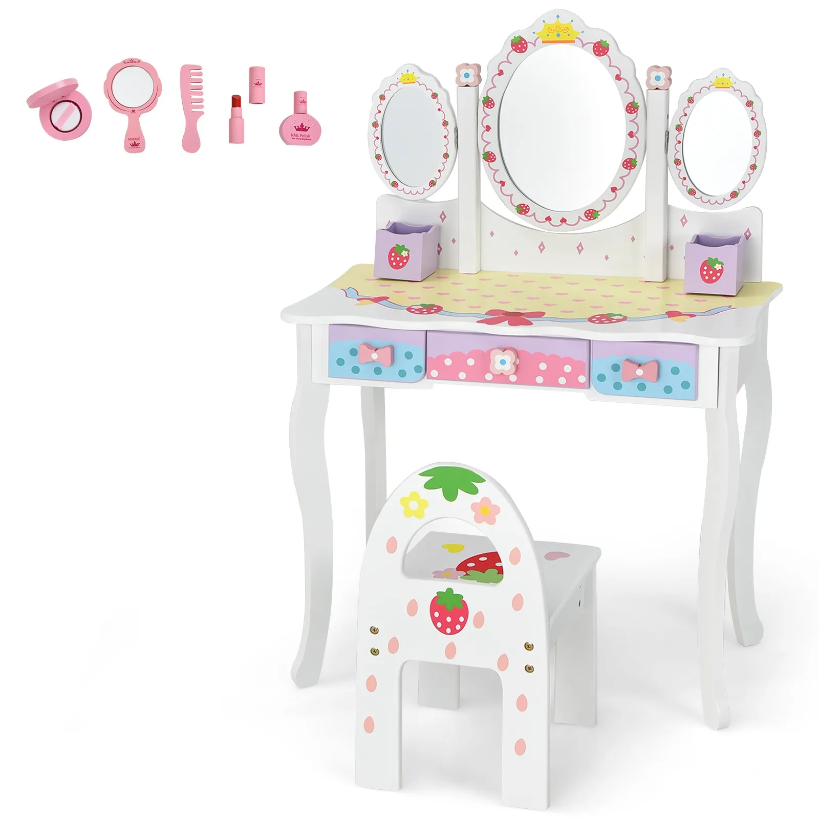 

Kids 2 in 1 Detachable Design w/ Dressing Table and Writing Desk White