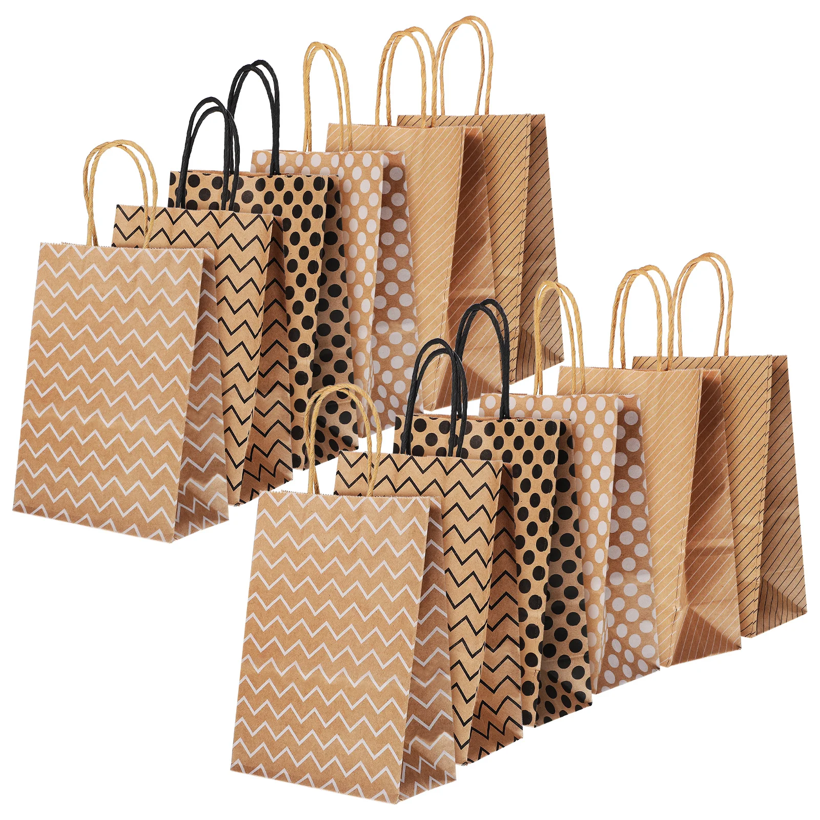 

12 Pcs Brown Paper Shopping Gift With Handles Brown Paper Bags Bags With Handles For Christmas Party Favor Packaging