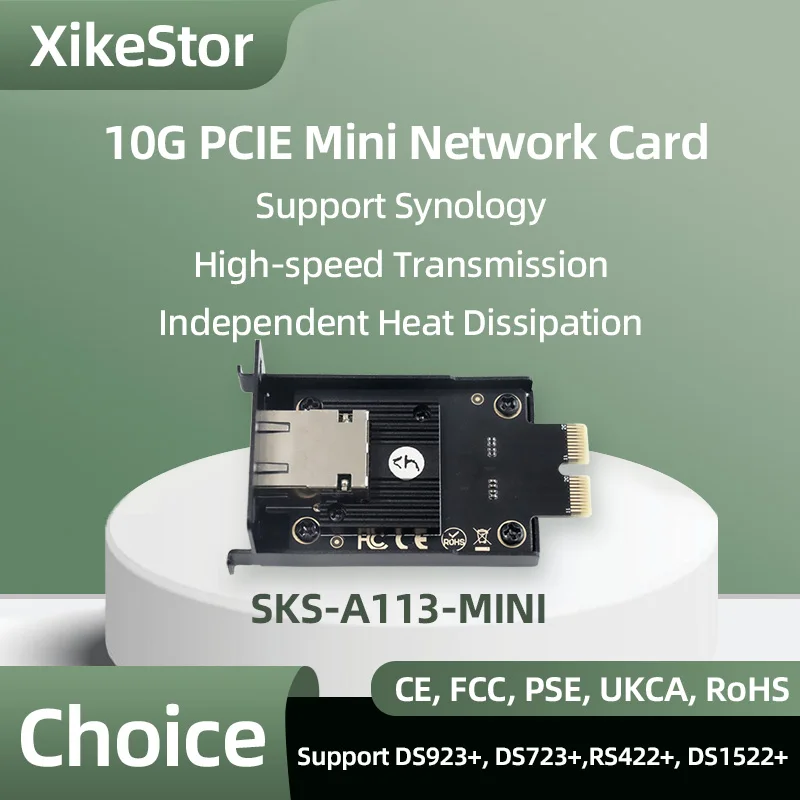 

XikeStor 10G PCIE Mini Network Card 10GbE RJ45 Network Upgrade Module Suitable for Compact Synology Servers DS923+ DS723+ RS422+