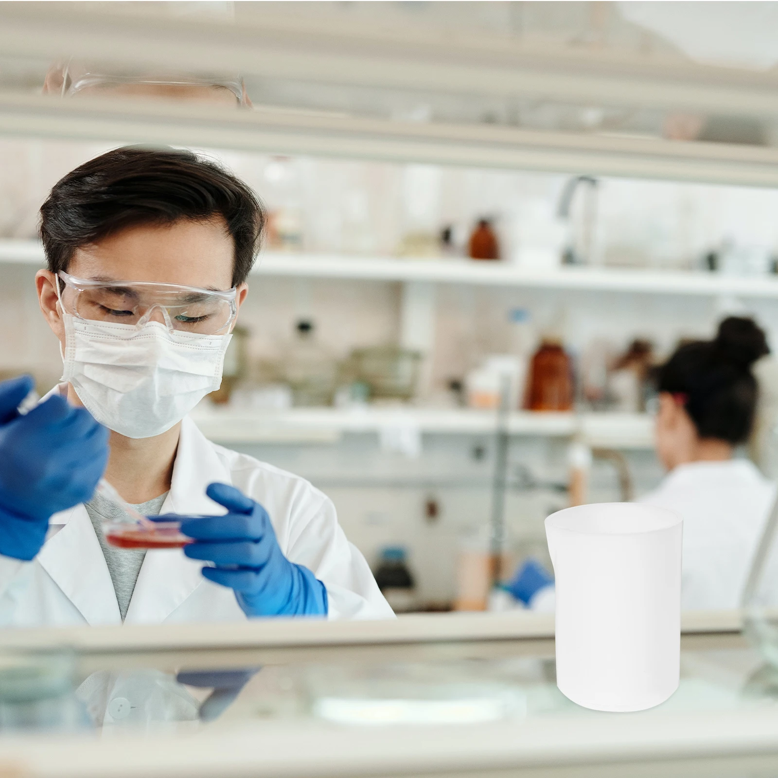 

Lab Glassware PTFE Beaker Graduated Measuring Container Laboratory White for Labs
