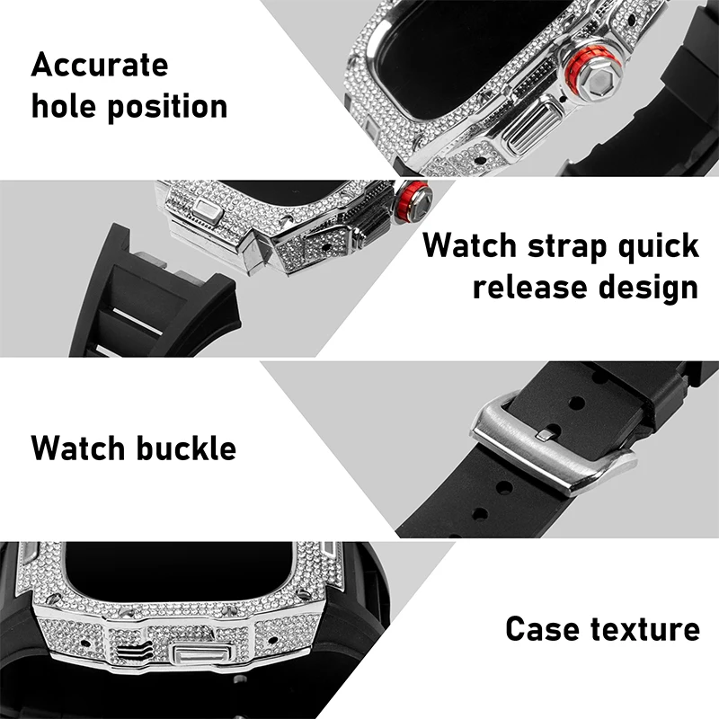 Luxury Daimond Ultra 49mm Protective Case for Apple Watch Accessories Bling Metal Rugged Cover for iwatch Series Ultra 2 Mod Kit