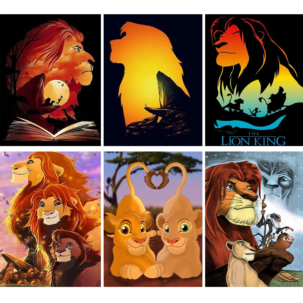 

Disney Diamond Painting The Lion King Simba 5D Full Round / Square Diamond Mosaic Embroidery Cartoon Animal Home Deocr