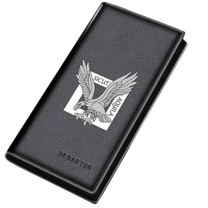 Eagle wings spread Latin words shape Men's Long Wallets Business Stylish Printing Design Casual Use Christmas Valentine's Father