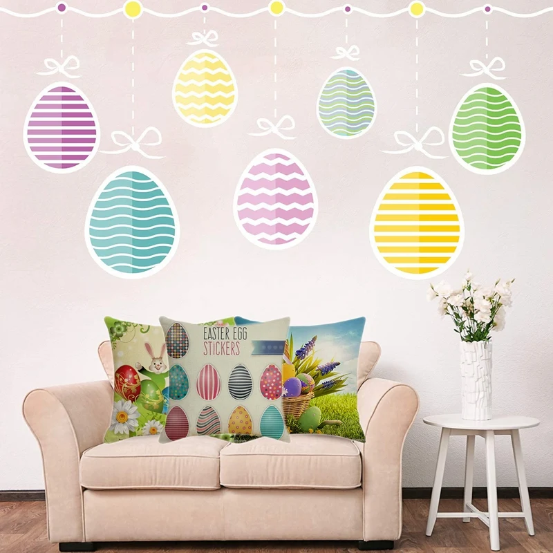 Happy Easter Egg Pillowcase Linen Cushion Cover Decoration Home Living Room Sofa Car Throw Pillow Covers 45X45cm