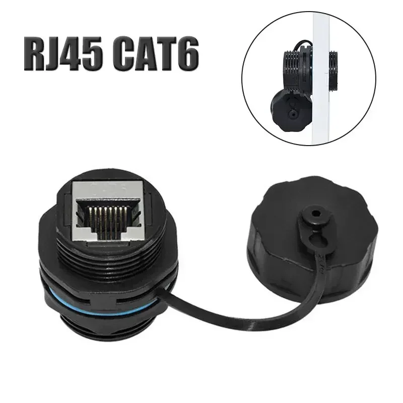 RJ45 Network Waterproof Connector IP68 Shielded Cat6A Gigabit Network Socket Panel Joint for Automated Communication Equipment