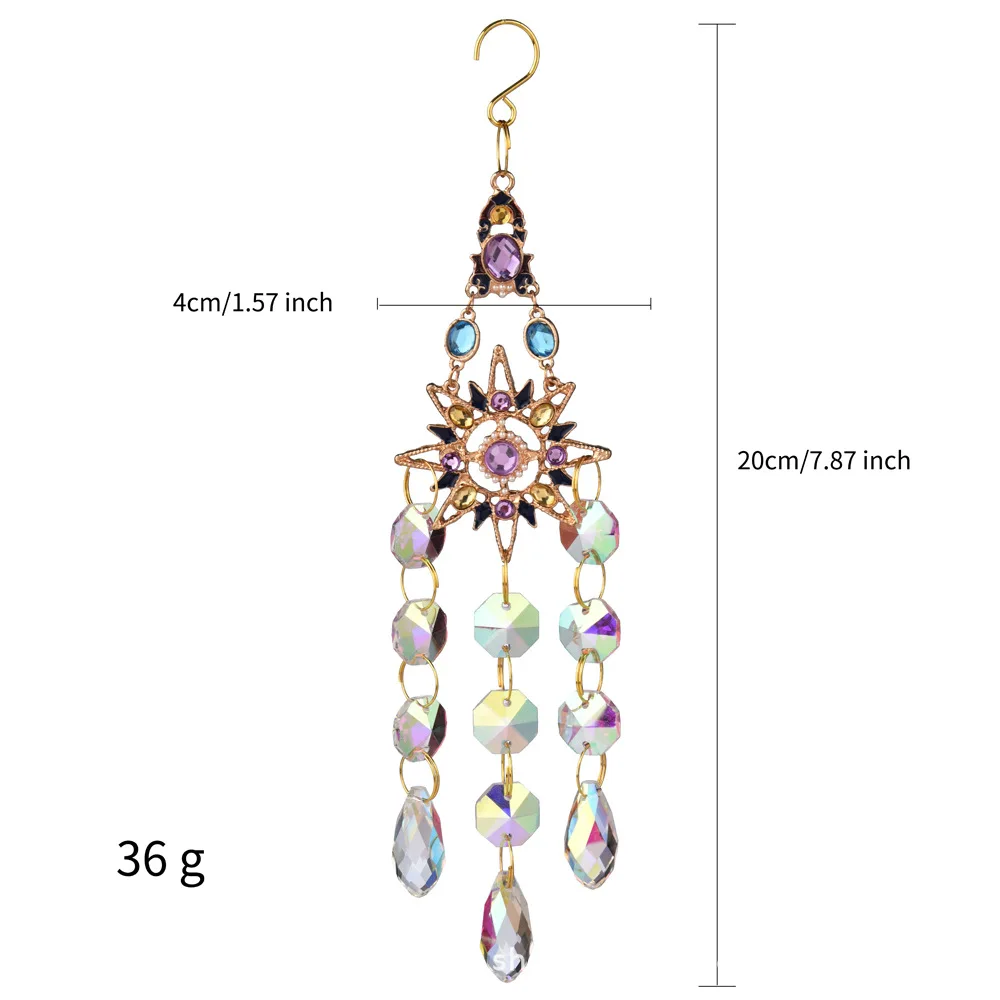 ZML home decoration pendant colored diamond sun moon star love crystal wind chime
