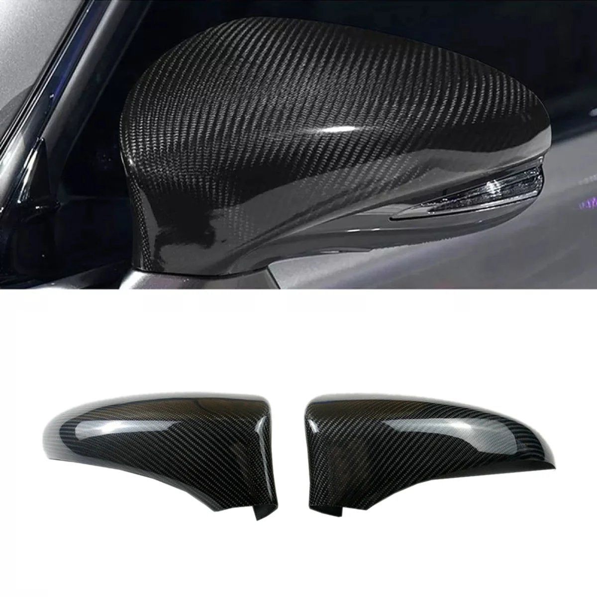 1 Pair Rearview Mirror Cover Carbon Fiber Side Rear View Mirror Cover Caps for Lexus GS ES RC RCF GSF CT LS RHD