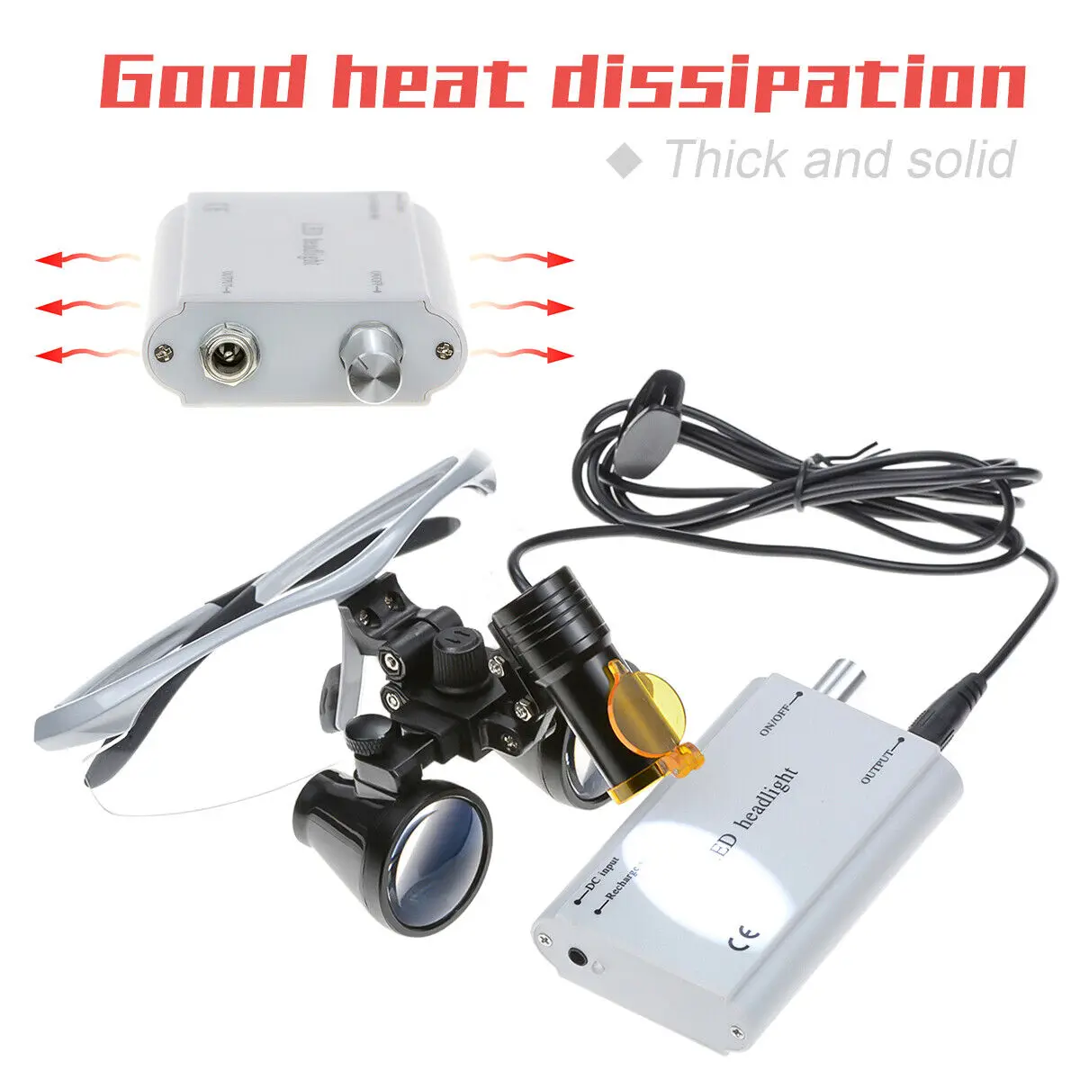 Dental Medical Surgical Loupes 5W LED Headlight with Light Shield 2.5X /3.5X Binocular Magnifier Color Optional