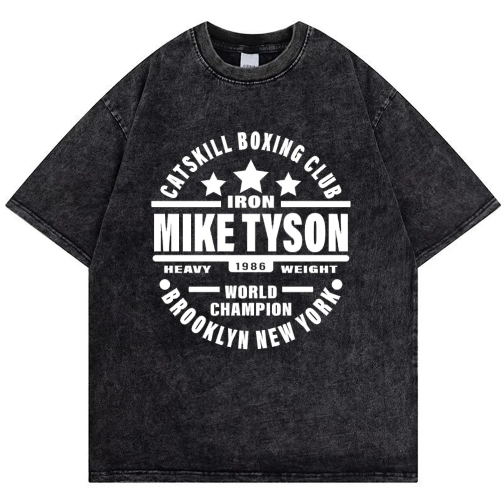 Mike Tyson Vintage T-shirts Washed T Shirt Streetwear Retro Tshirt Summer Short-sleeved Shirts Boxing Champion Oversized Tshirts