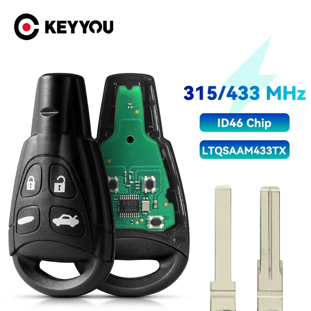 

KEYYOU для SAAB 93 95 9-3 9-5 WF Сменный дистанционный ключ LTQSAAM433TX НОВЫЙ 315 МГц/434 МГц ID46 4 кнопки автомобильный брелок