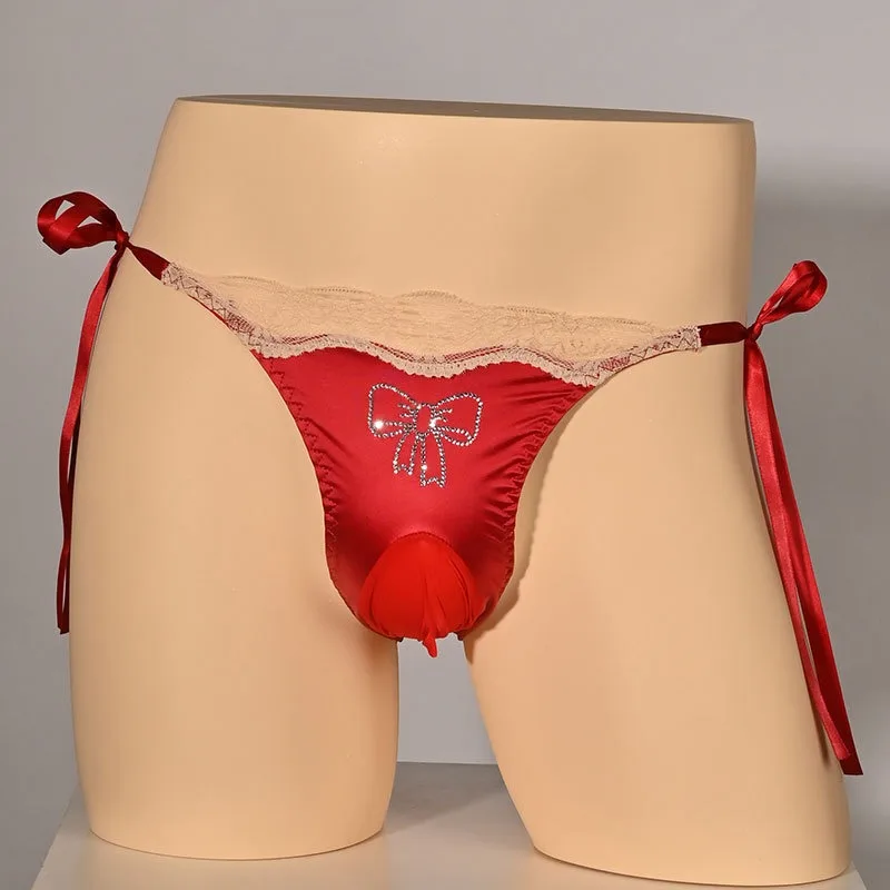 

Silky Sissy Panties Bandage Comfy Gay Clothes Lace Mens Sexy Underwear Erotic Man Thongs and G Strings Ball Pouch Fem Boy Pantys