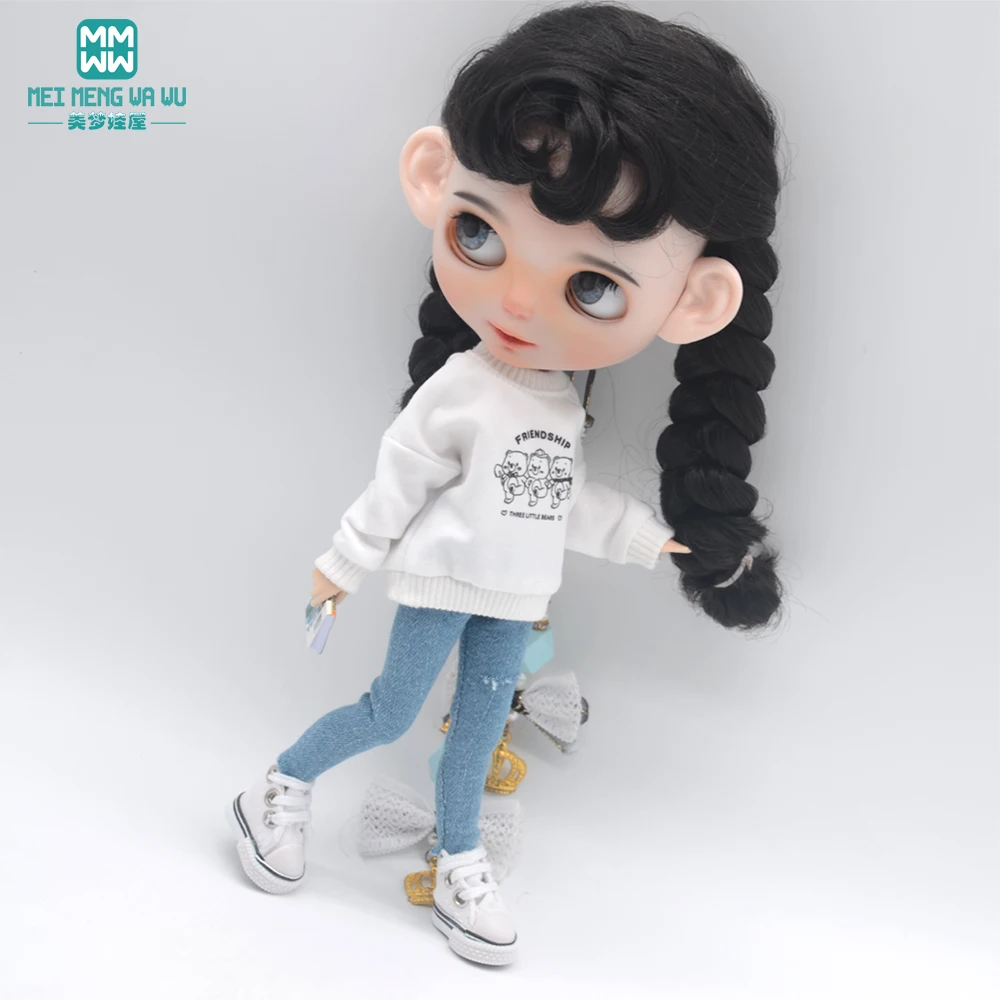 Clothes for doll Fashion Sweatshirts jeans sneakers fits 28-30cm Blyth Azone OB22 OB24 doll accessories